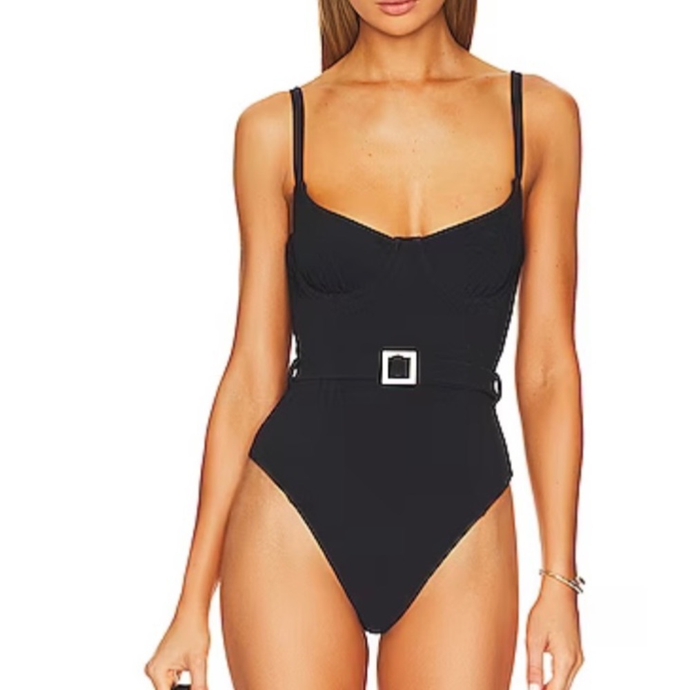 NWT WeWoreWhat Underwire Crepe One Piece with removable belt - Black - sz XXL